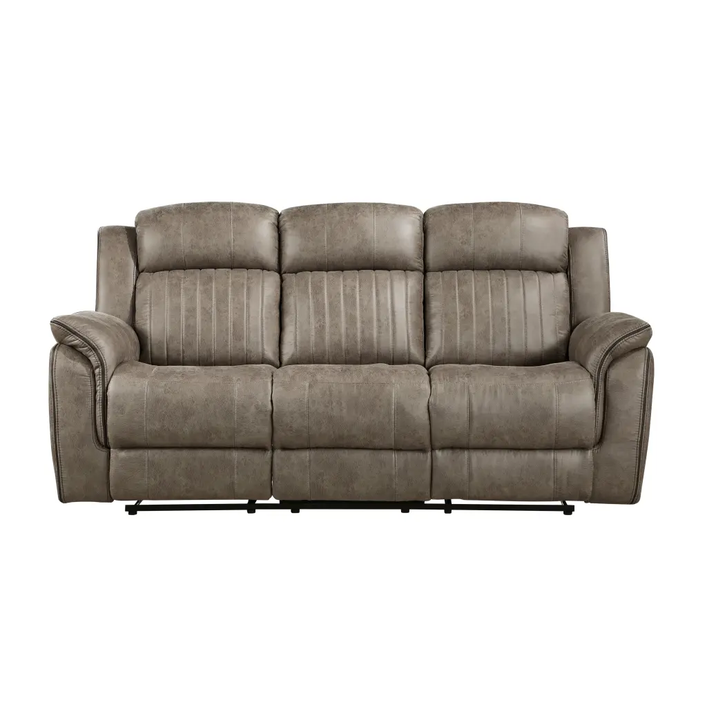 Classic Sandy Brown 1 Piece Double Reclining Sofa Plush Comfort Pillow Top kanepe