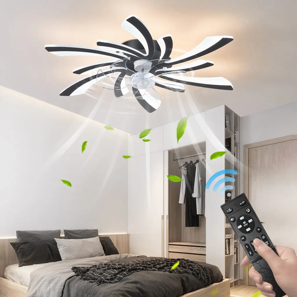 30.7In Ceiling Fan Lights Remote Control 3 Hue Temperatures 6 Speed Quiet Motor w1962 seehui lighting