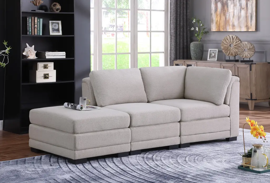 Kristin 86.5 Light Gray Linen Reversible Sofa Ottoman lilola home