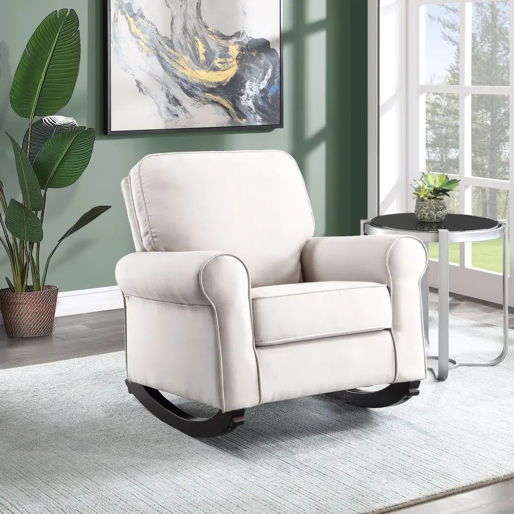 Elvin Beige Material Rocking Chair Model AC02184 Living Room or Nursery acme onsite store