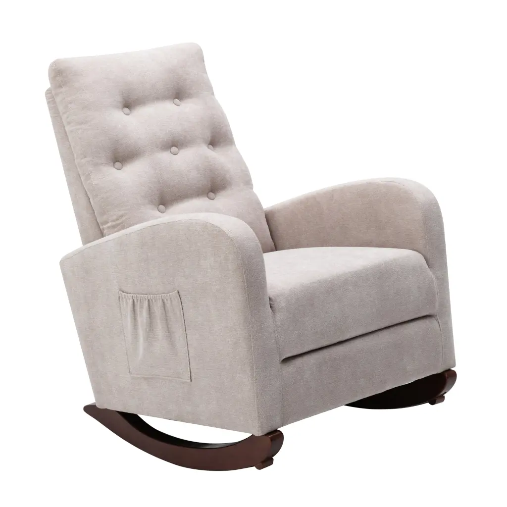 Baby Room High Back Rocking Chair Nursery Chair Comfortable Rocker Fabric Upholstered bed best