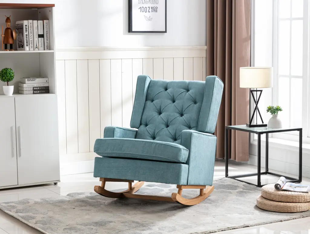 Coolmore Upholstered Mid Century Modern Nursery Rocking Chair Baby Room coolmore w-395
