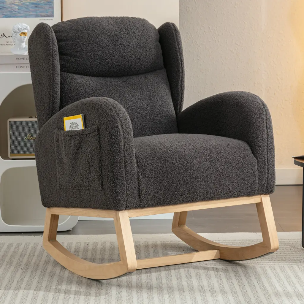049 Teddy Material Rocking Chair Packet Timber Legs Dark Gray dg collection