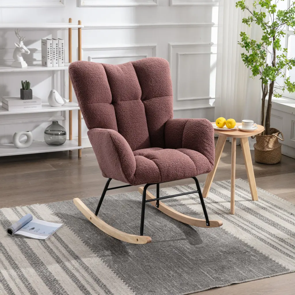 050 Teddy Fabric Rocking Glider Nursery Chair Living Room Indoor dg collection