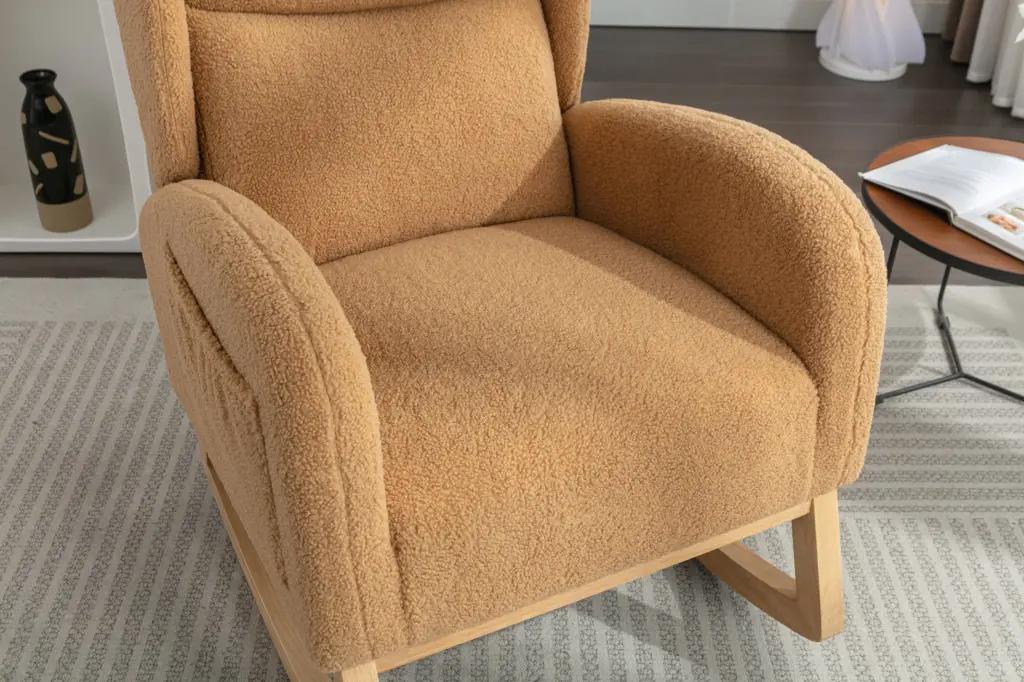 Teddy Material Rocking Chair Packet Wood Legs Khaki Solid Wood dg collection