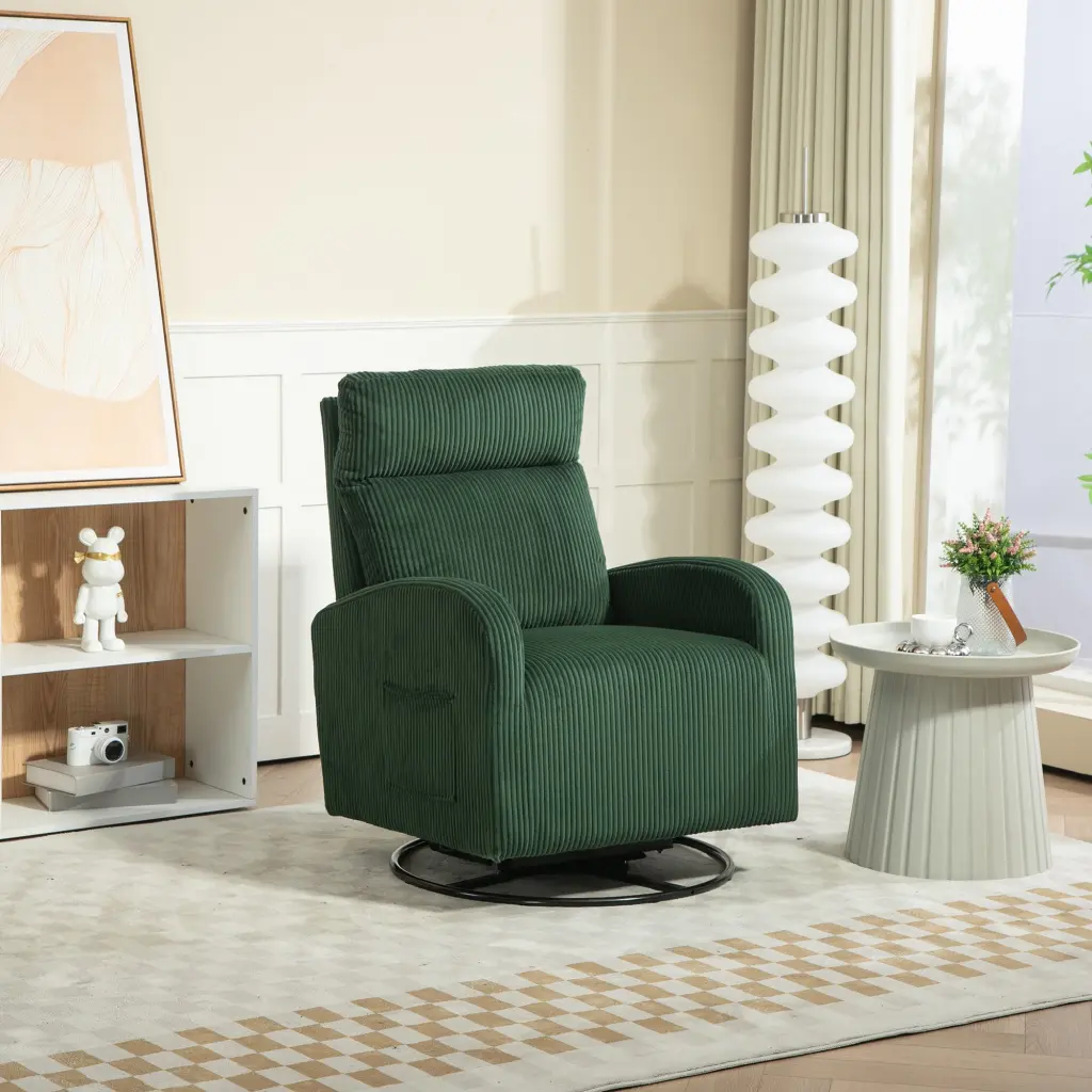 Jiada Upholstered Swivel Glider Rocking Chair Nursing Flannel Material jiada furniture