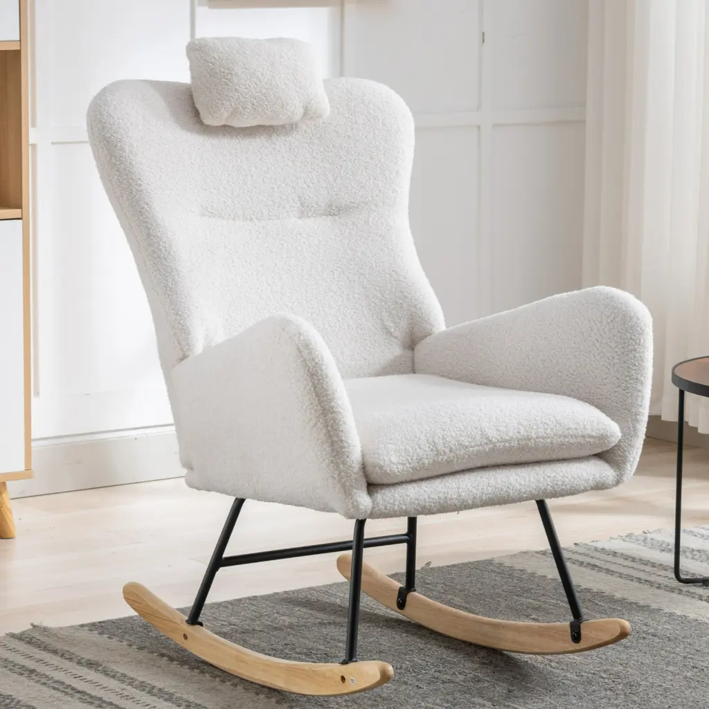 35.5 Inch Rocking Chair Pocket Soft Teddy Material rnb