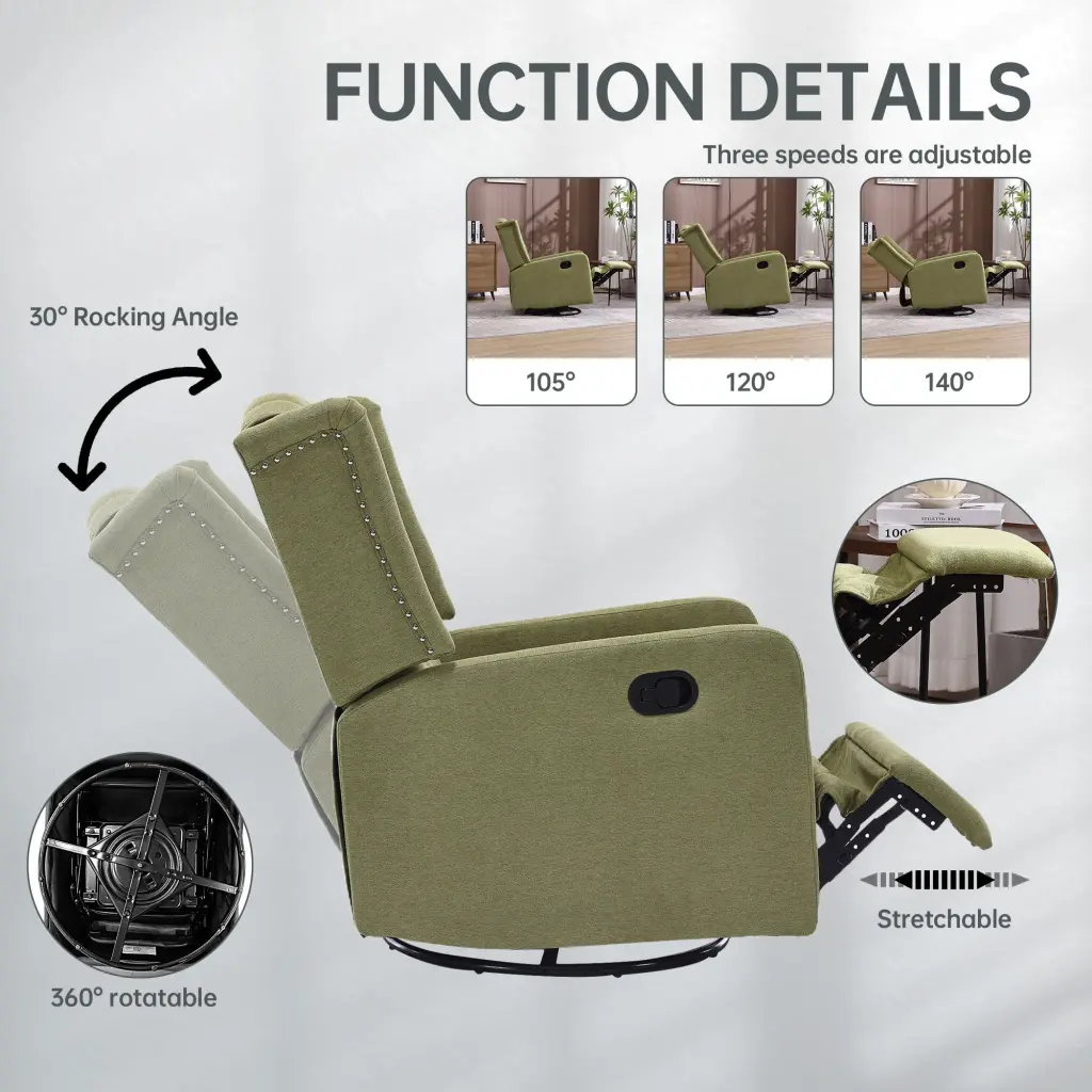 Coolmore 360 Degree Swivel Rocking Recliner Chair Nursery w1539 coolmore
