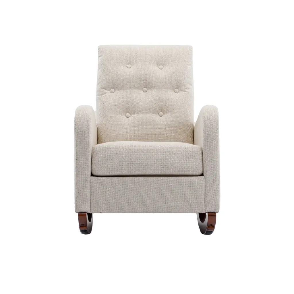 High Back Rocking Chair Cozy Fabric Padded Seat Nursery w1539 coolmore