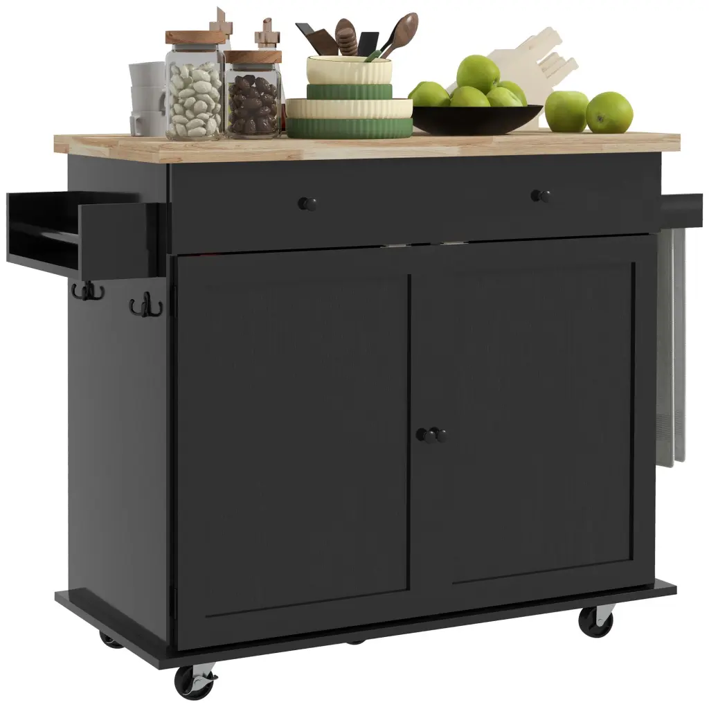 Homcom Kitchen Island Storage and Farmhouse Rolling Design Modern Kitchens aosom business