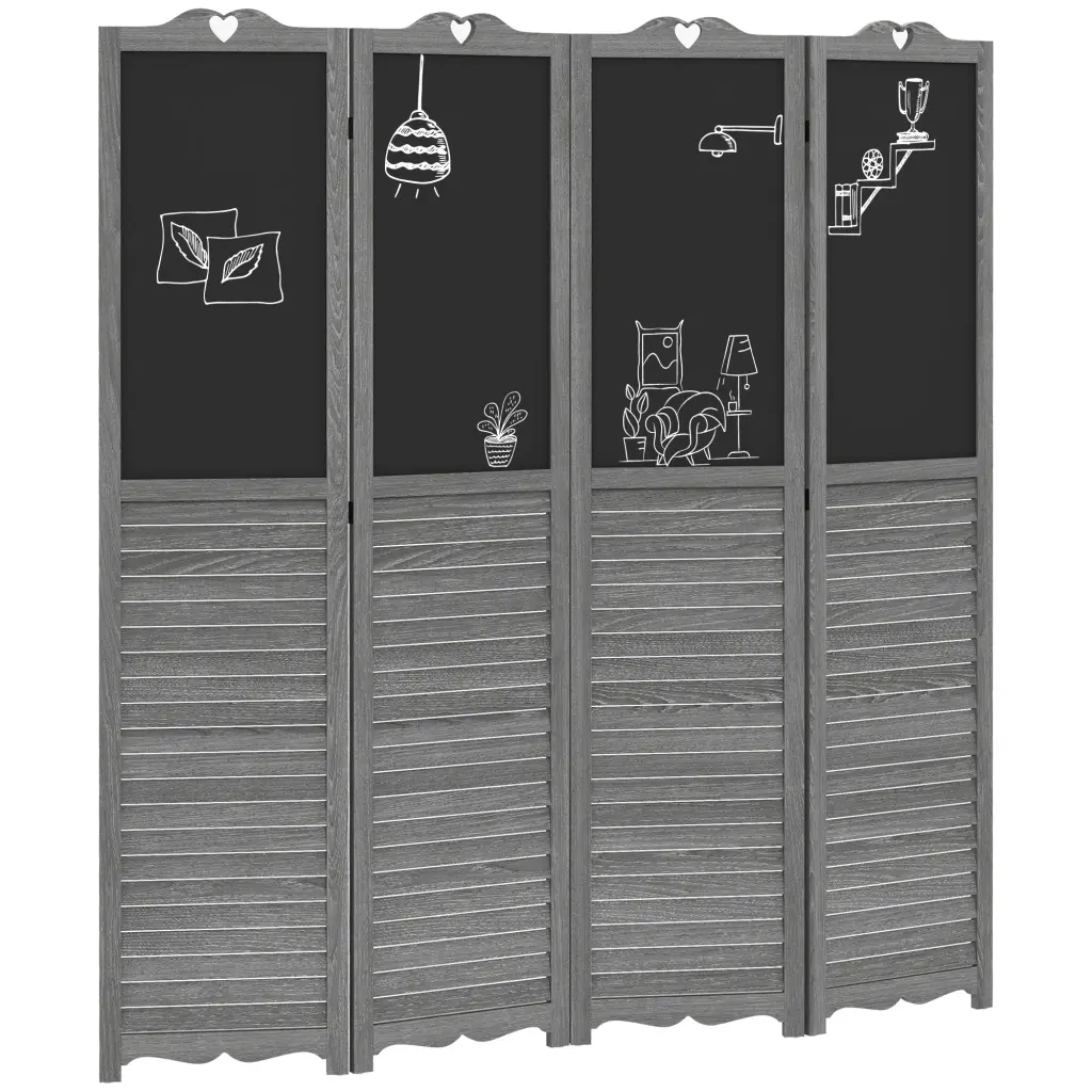 Homcom 4 Panel Folding Room Divider Blackboard 5.5 Ft Tall Freestanding Privacy Screen aosom business
