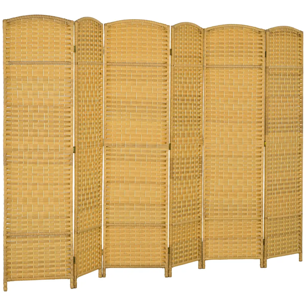 Homcom 6 Panel Room Divider 6 Feet Tall Folding Privacy Screen Hand Woven aosom business