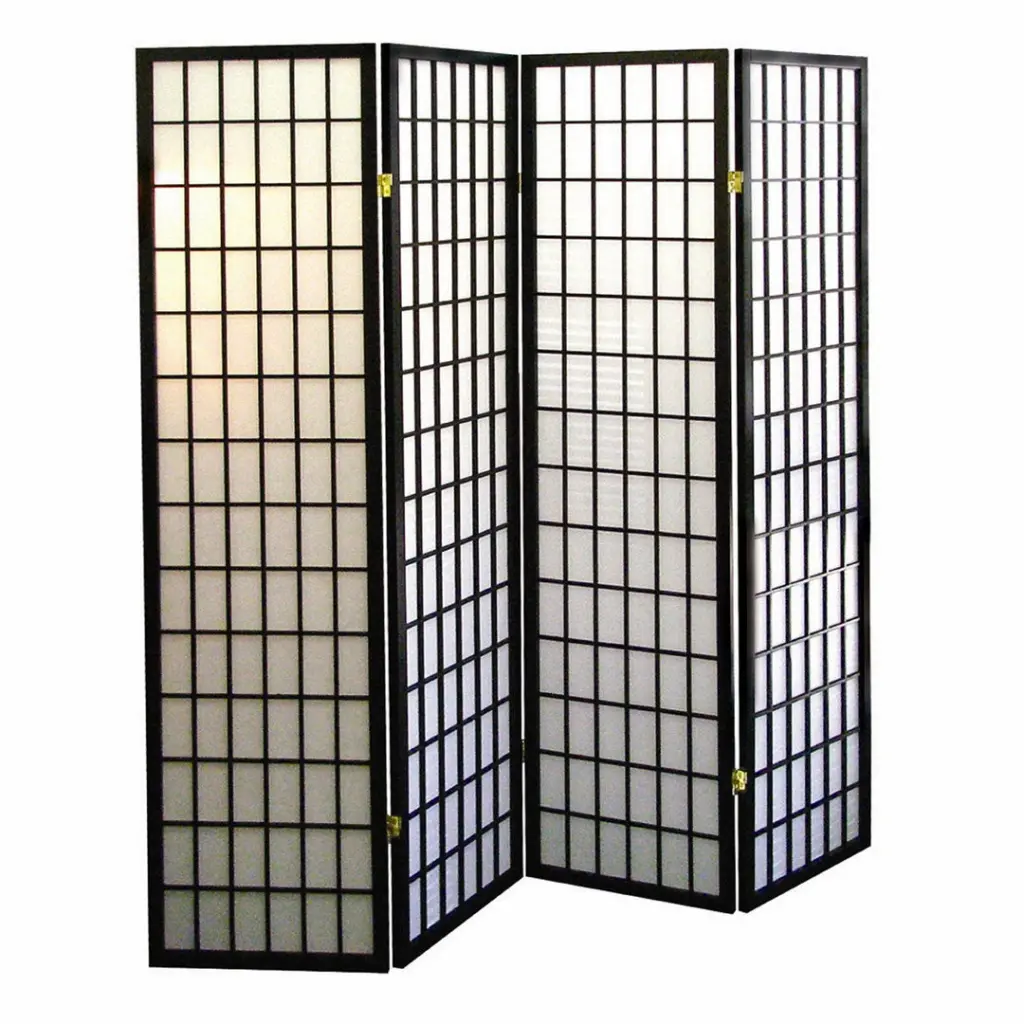 70 Inch Tall 4 Panel Japanese Style Room Divider Screen Black Finish california home