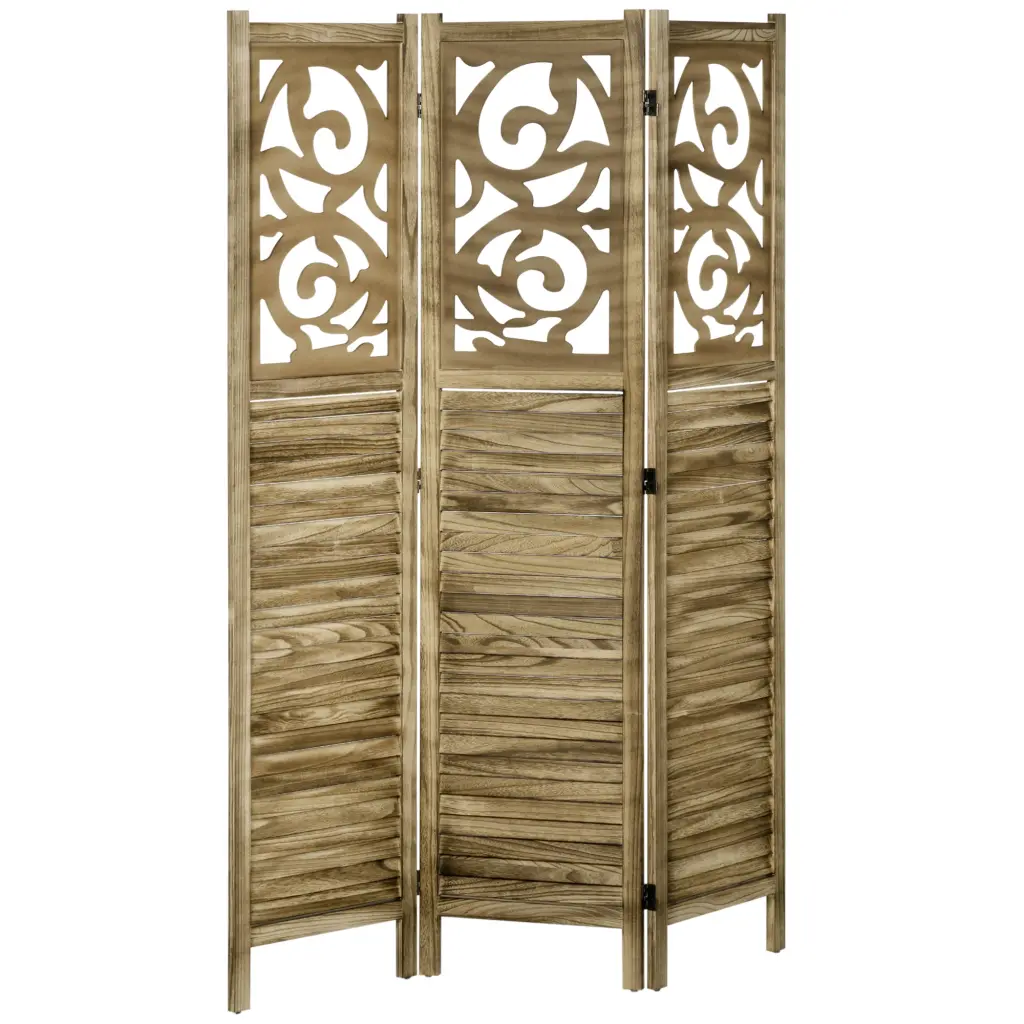 Homcom 3 Panel Room Divider 5.5 Tall Timber Indoor Travel Friendly Folding Privacy Screen aosom business