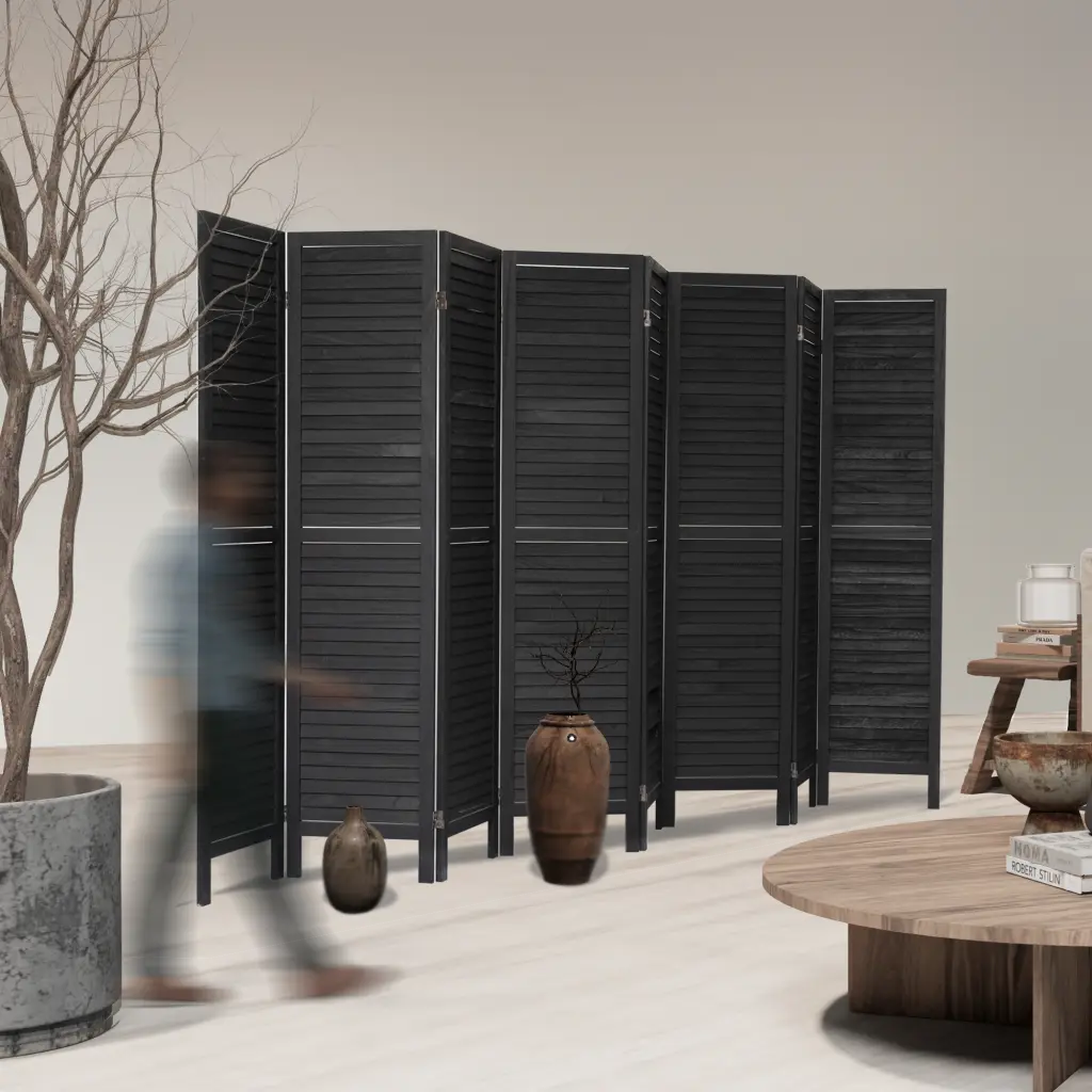 8 Panel Folding Room Divider Privacy Screen 5.6Ft Tall w2701