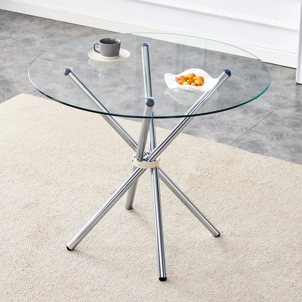 Round Clear Crystal Dining Table 4-6 People Unique Shape droom w-1151