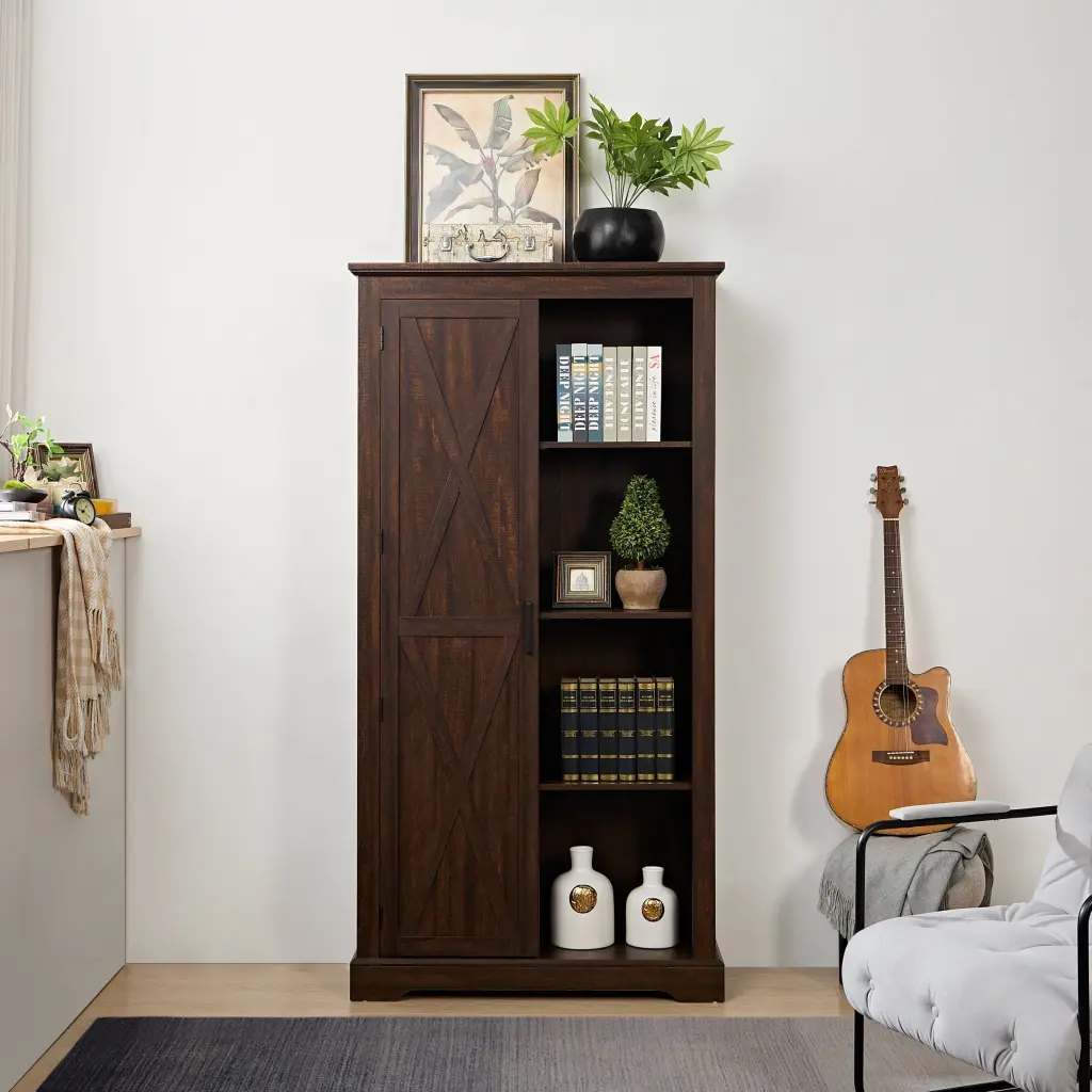 Tall Storage Cabinet Barn Door Rustic Farmhouse Wood Cabinet rnb
