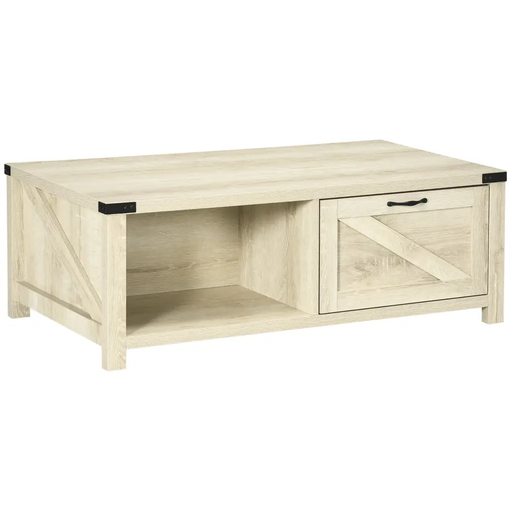 Homcom Farmhouse Coffee Table Storage and Drawer Rustic Coffee Table aosom business