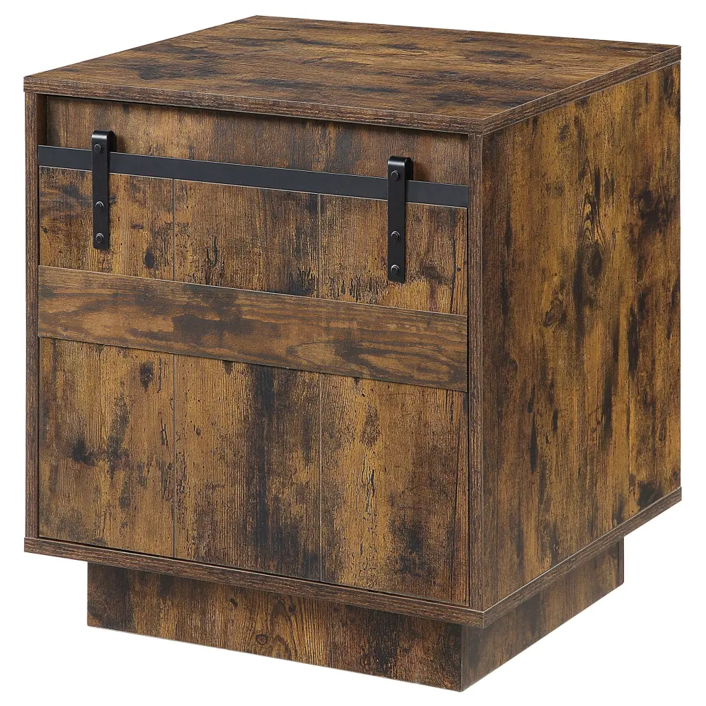 Rustic Oak End Table Barn Door Rustic Farmhouse Living Space Accent furniture max