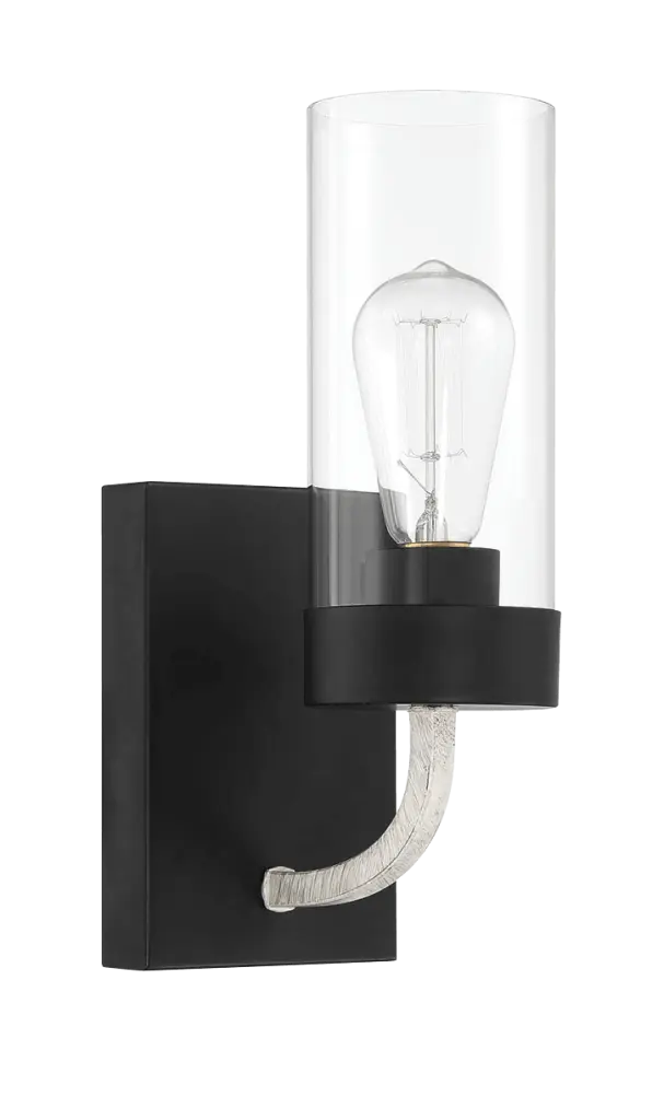 Zephyr Single Light Sconce Clear Crystal Metallic Black Finish ashcroft furniture