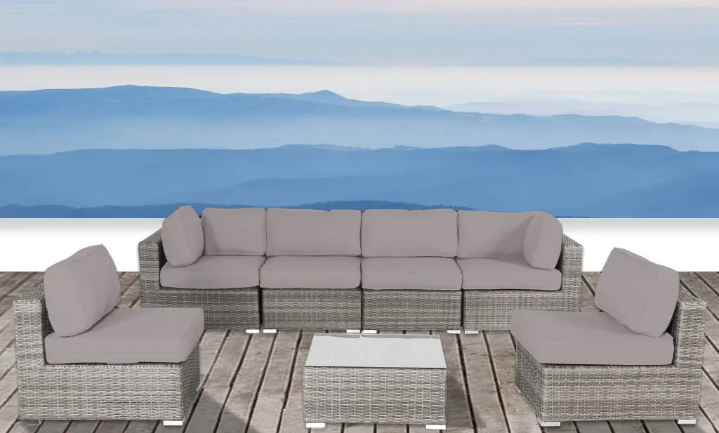 Fully Assembled Rattan Wicker 6 Person Seating Group Sunbrella Cushions lsi patio furniture