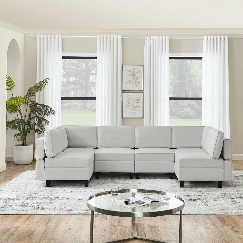 110.2x78.7 Inch Linen Modular Sectional Sofa U Shaped Adjustable Couch angela