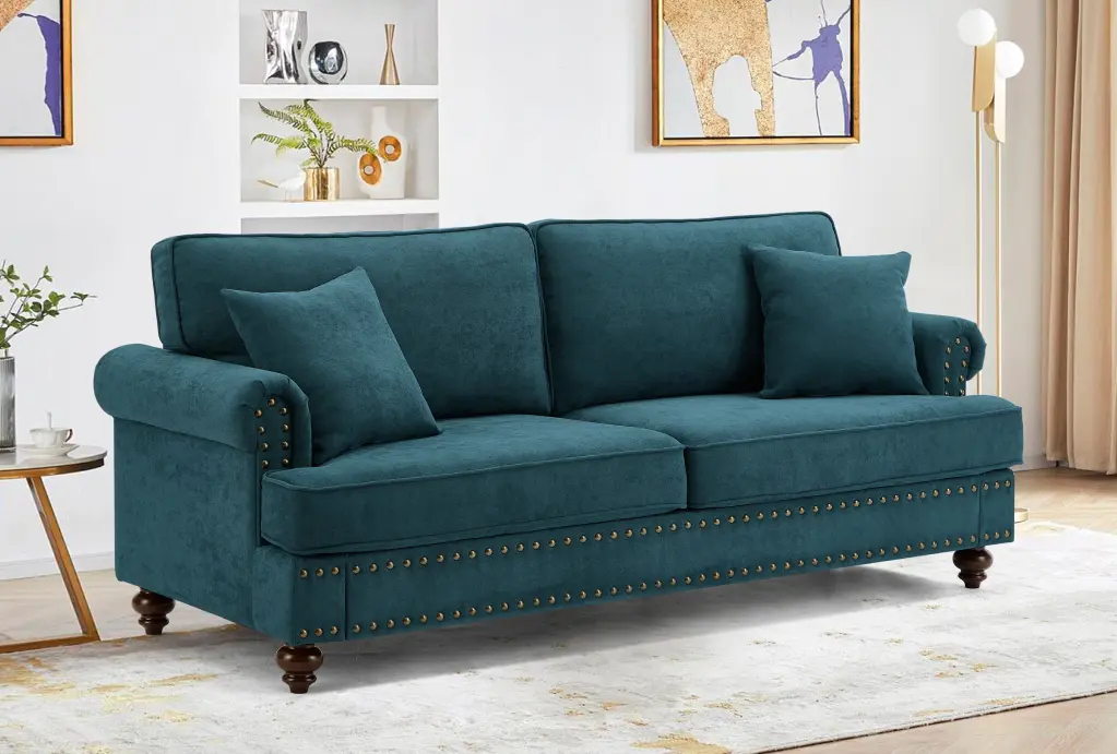 82 Inch Modern Green Chenille Sofa Couch Sectional Living Room ching hing-furniture