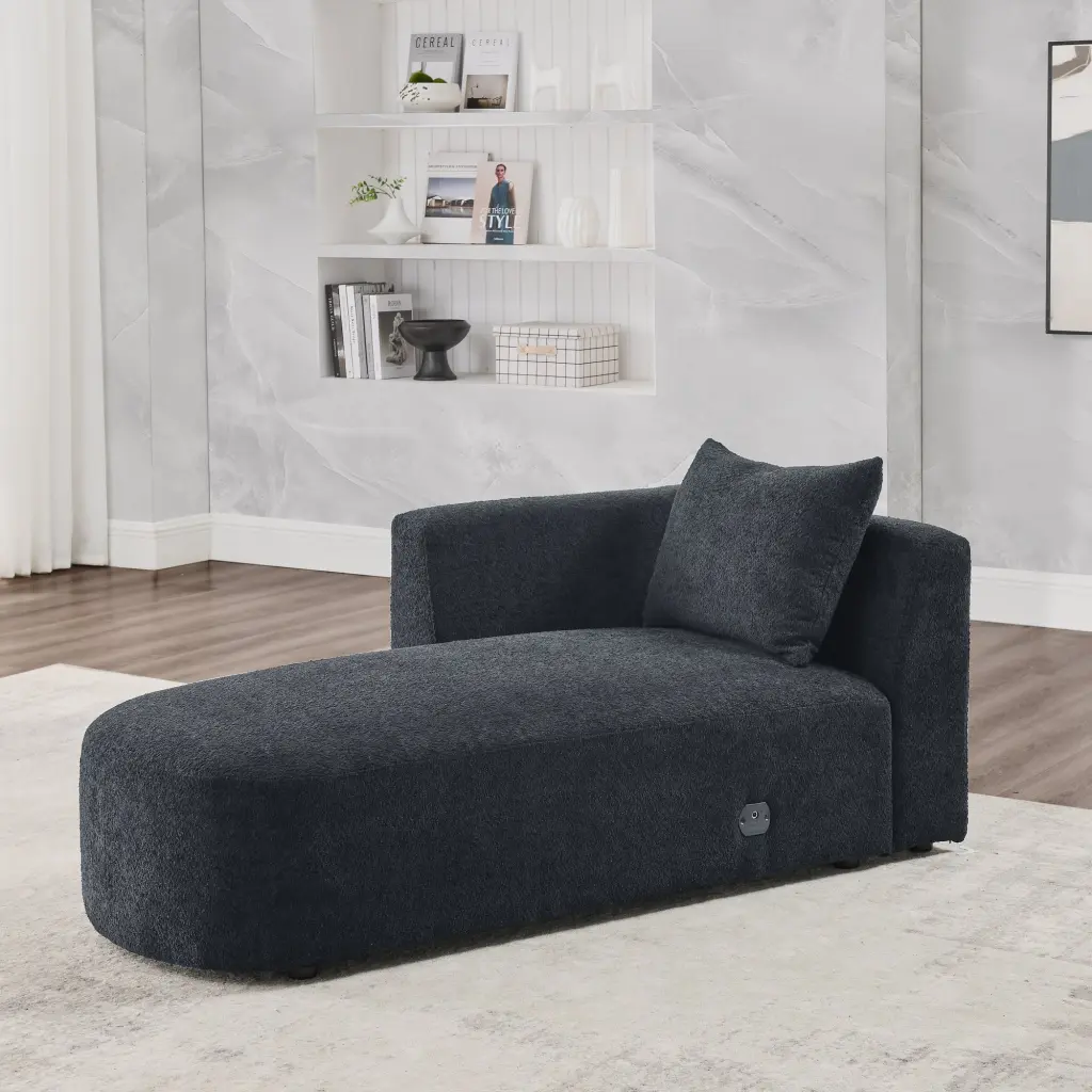 Right Chaise Modular Sofa, Black Foam Sectional Piece chuangyuan smart home