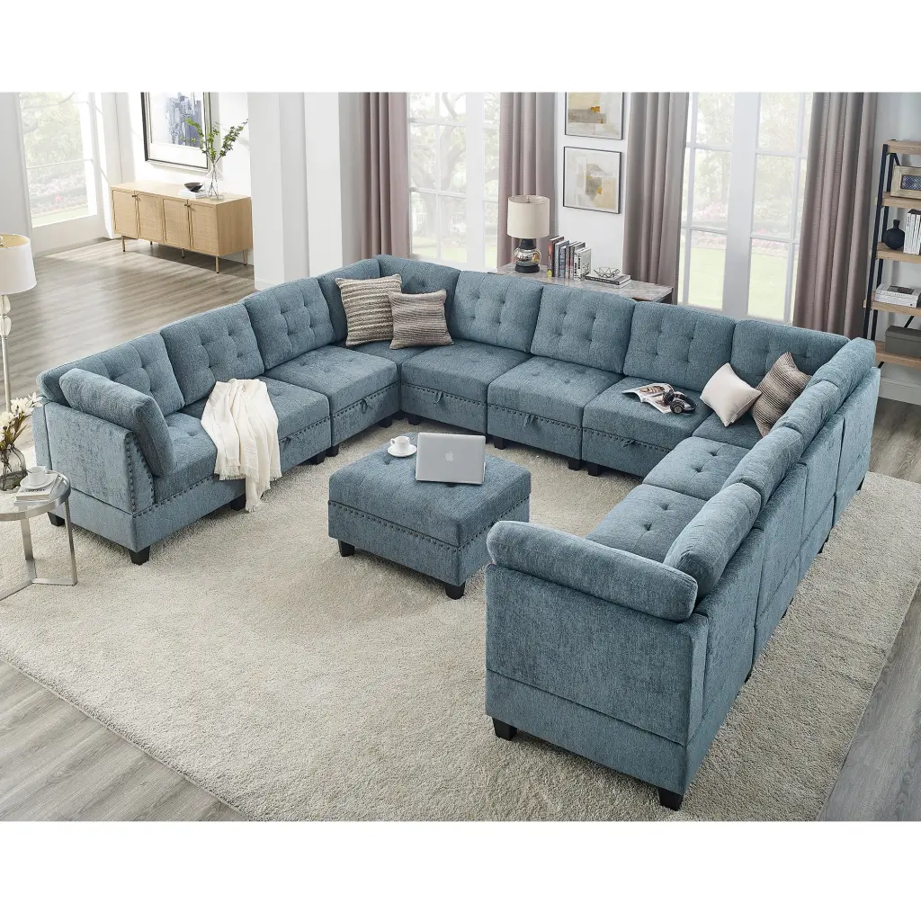 U Shaped Modular Sectional Sofa DIY Combination Incorporates Seven Single Chairs chuangyuan smart home