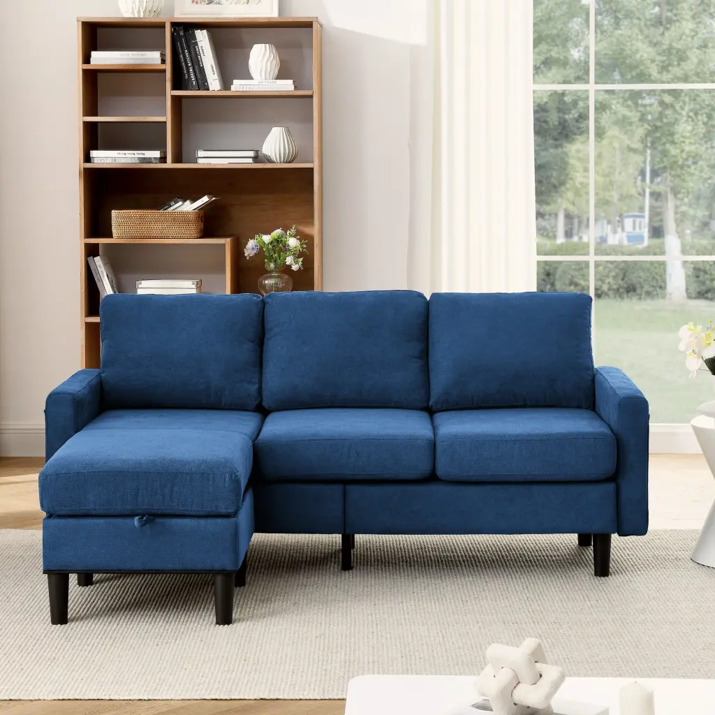 Upholstered Sectional Sofa Couch L Shaped Storage Reversible Chaise dg chuang ying