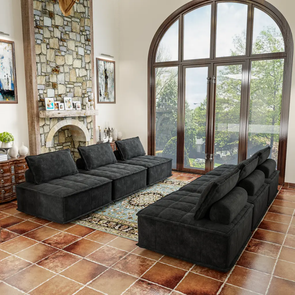 6 Piece Modular Sectional Couch Oversized Sofa Flexible Configuration factoryx