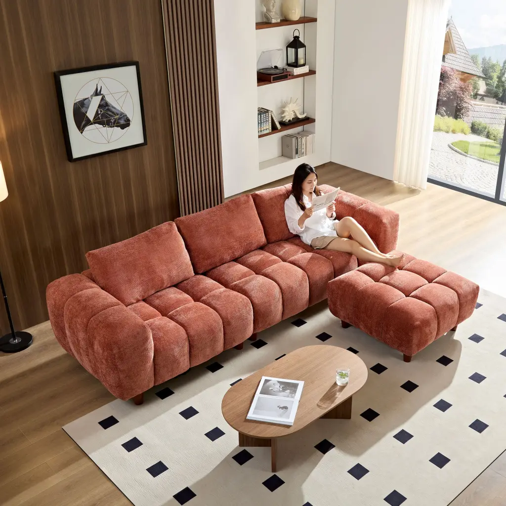 111.81 Convertible Sectional Sofa Couch L Shaped Sofa Extra Comfort justone