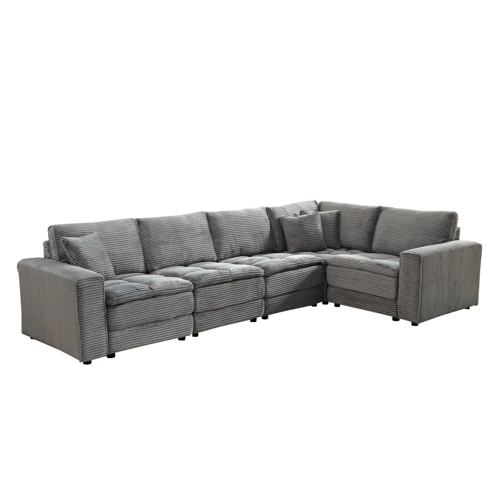 5 Seats Oversized Sectional Sofa L Shaped Corner Couch Detachable Cushions justone