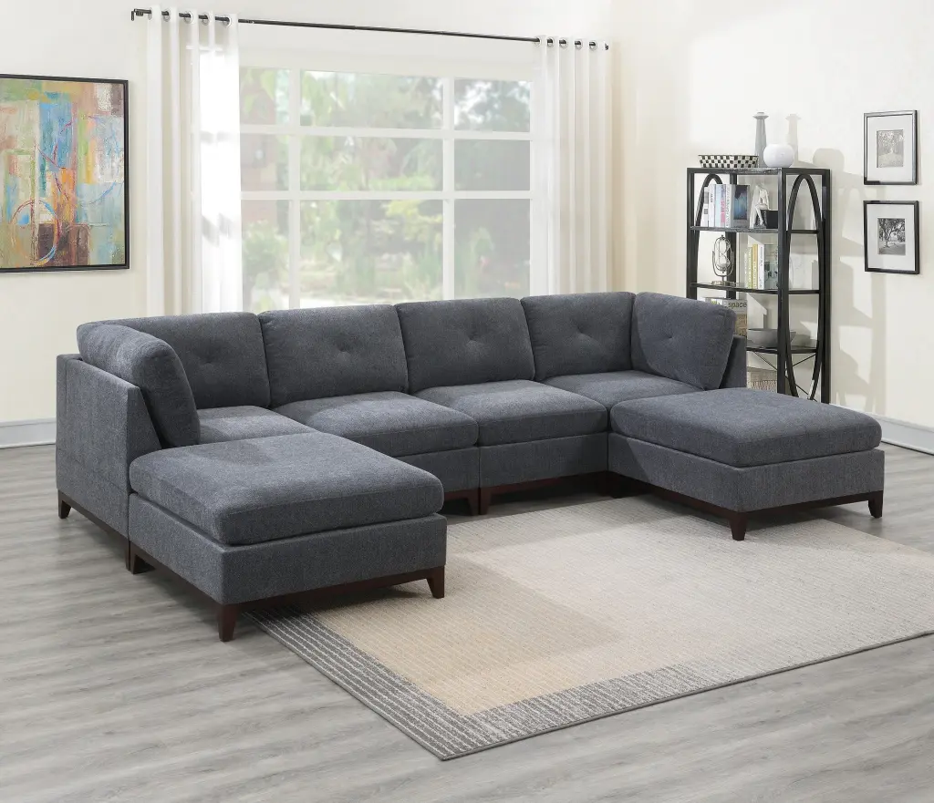 Ash Grey Chenille Material Modular Sectional 6 Piece Set Living Room kanepe