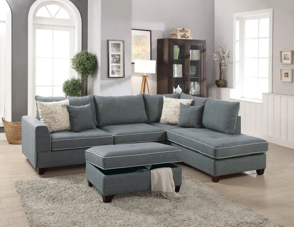 Beautiful 3 Pcs Sectional Sofa Alloy Metal Dorris Material Cushion Sofa Chaise kanepe
