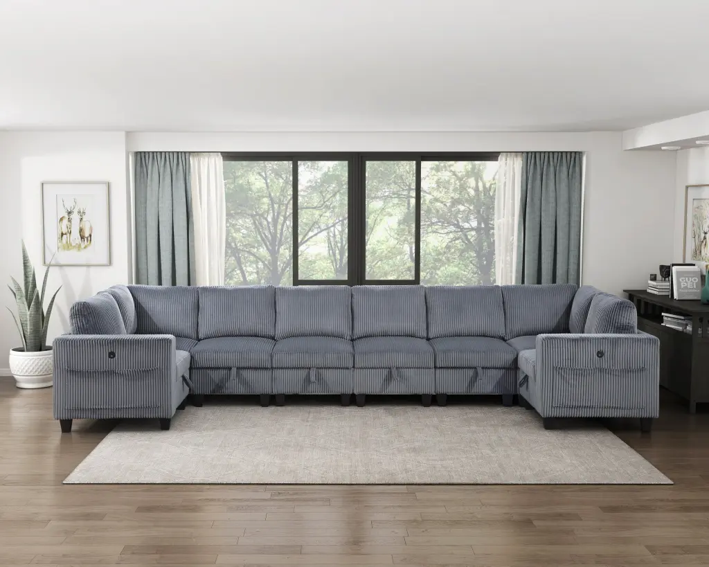 8 Piece Modular Sectional Storage Seats Side Pockets Charging Ports kanepe