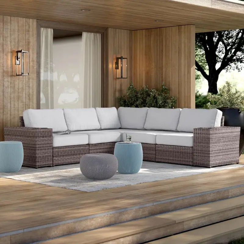 102 Inch Wide Reversible Outdoor Wicker Sectional Sofa Cushions lsi patio furniture