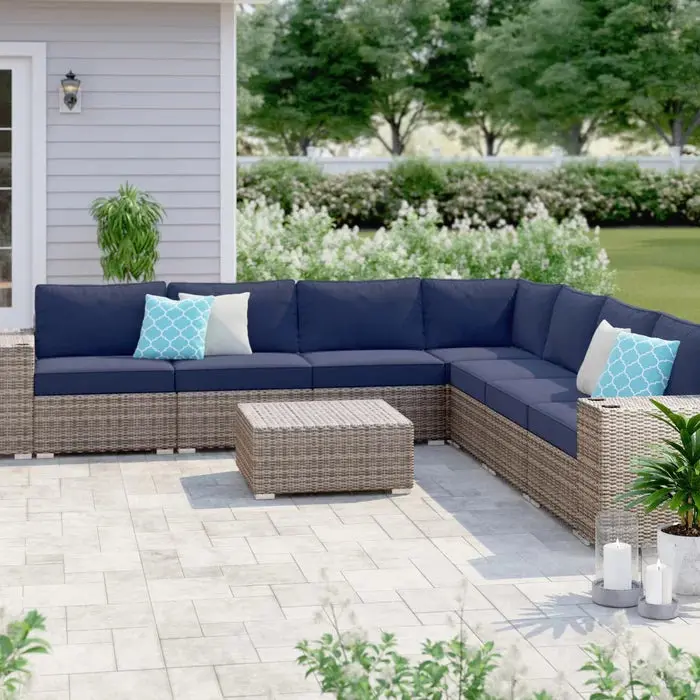 Chic Rattan Wicker Fully Assembled 6 Person Seating Group Premium Cushions lsi patio furniture