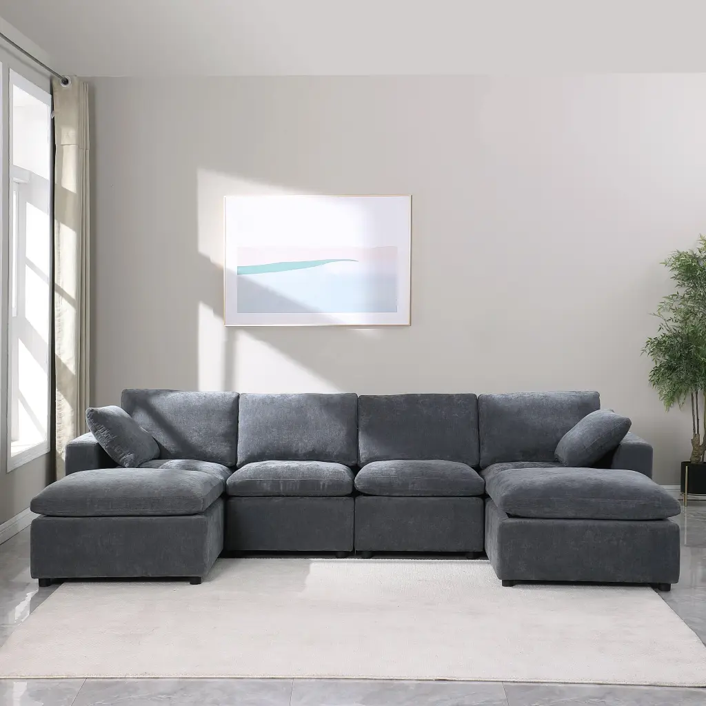 123.6 Inch Modular Sectional Sofa Convertible U Shaped Sofa Couch meiting furniture