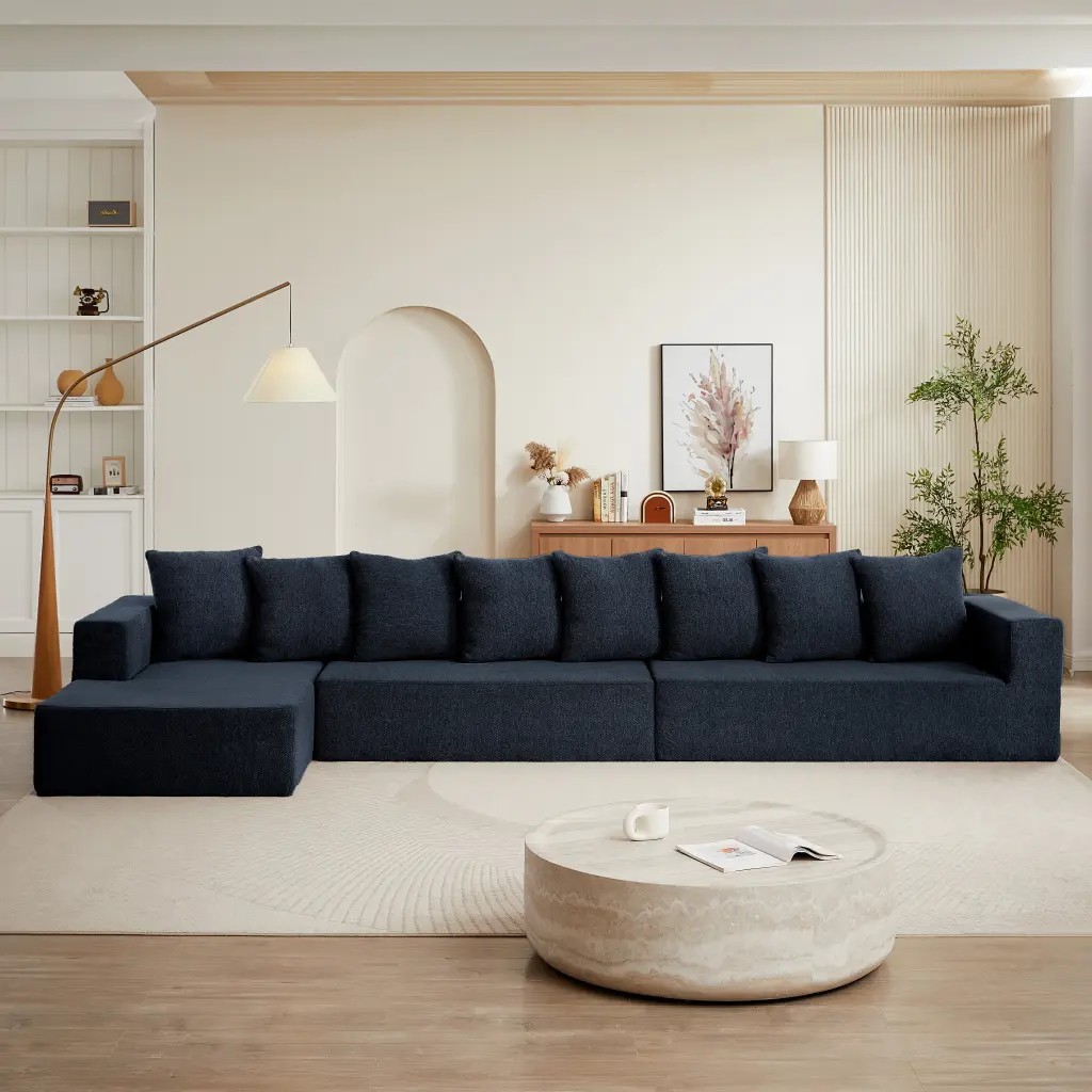 Chenille Modular Sofa Modern Upholstered Sectional Couch Plush Seating normicore