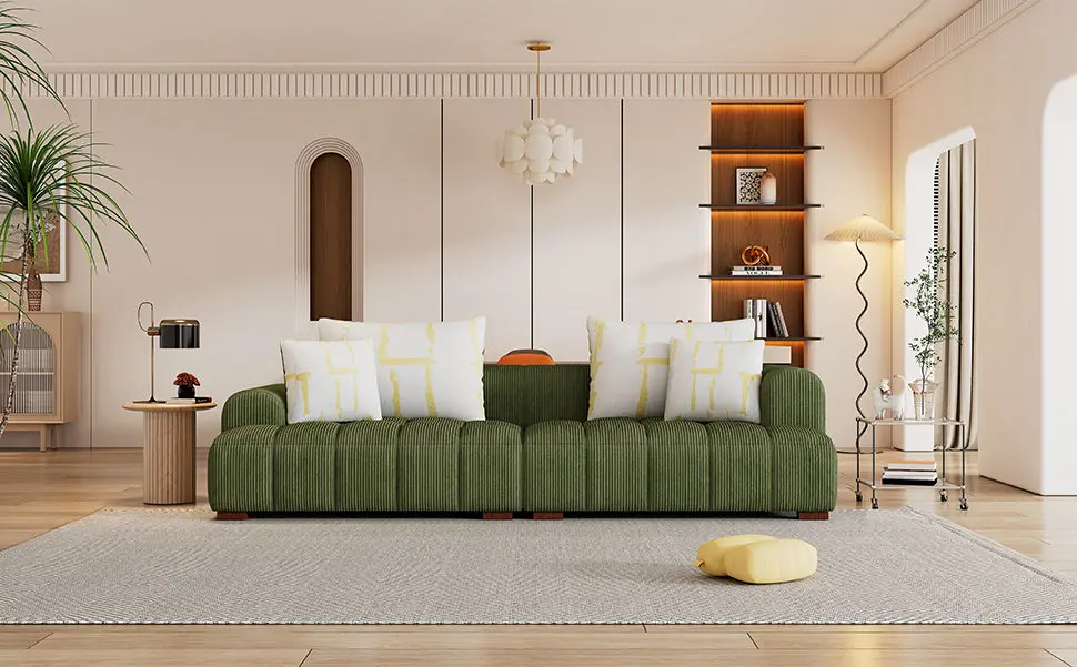 103.9 Inch Modern Corduroy Couch Comfy Sofa Rubber Wood Legs Living Room rnb