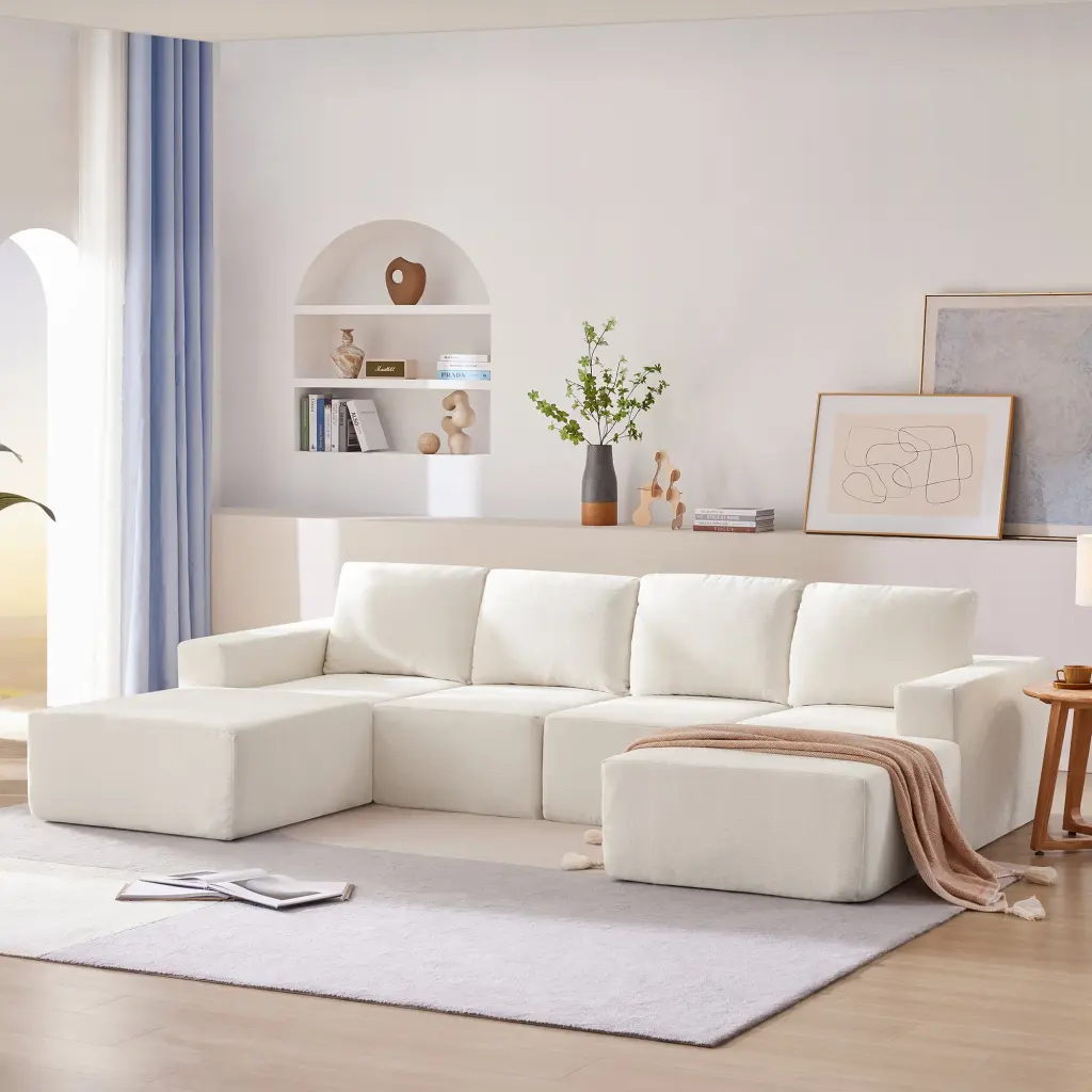 110x72 Modular U Influenced Sectional Sofa Premium Chenille Floor Couch rnb