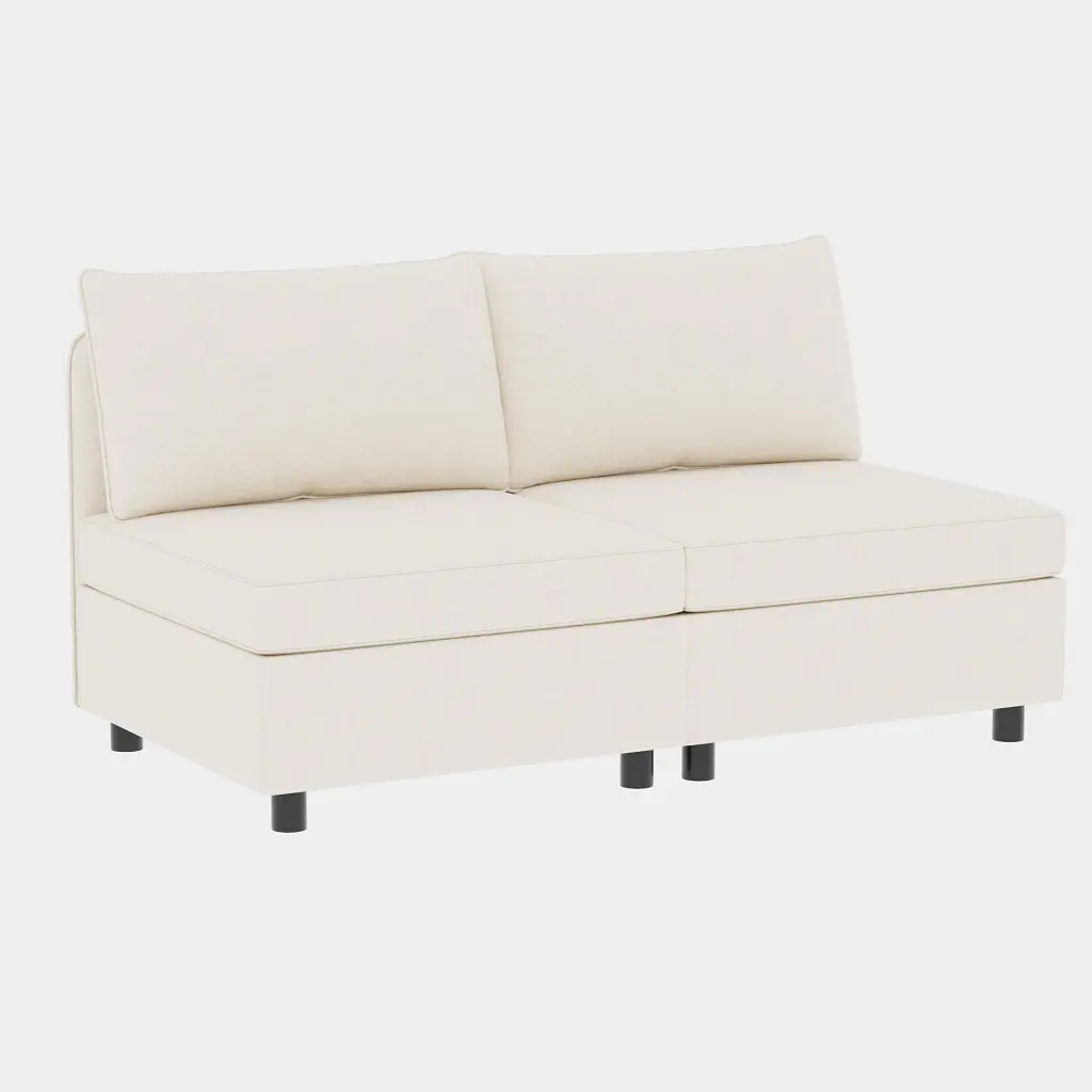 Armless Modular Sectional Sofa Seat Convertible Sofa Bed Storage Ottoman rnb