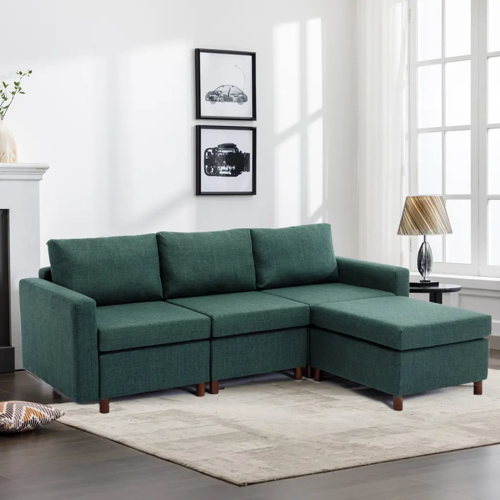 3 Seat Module Sectional Sofa Couch Ottoman Living Room rnb