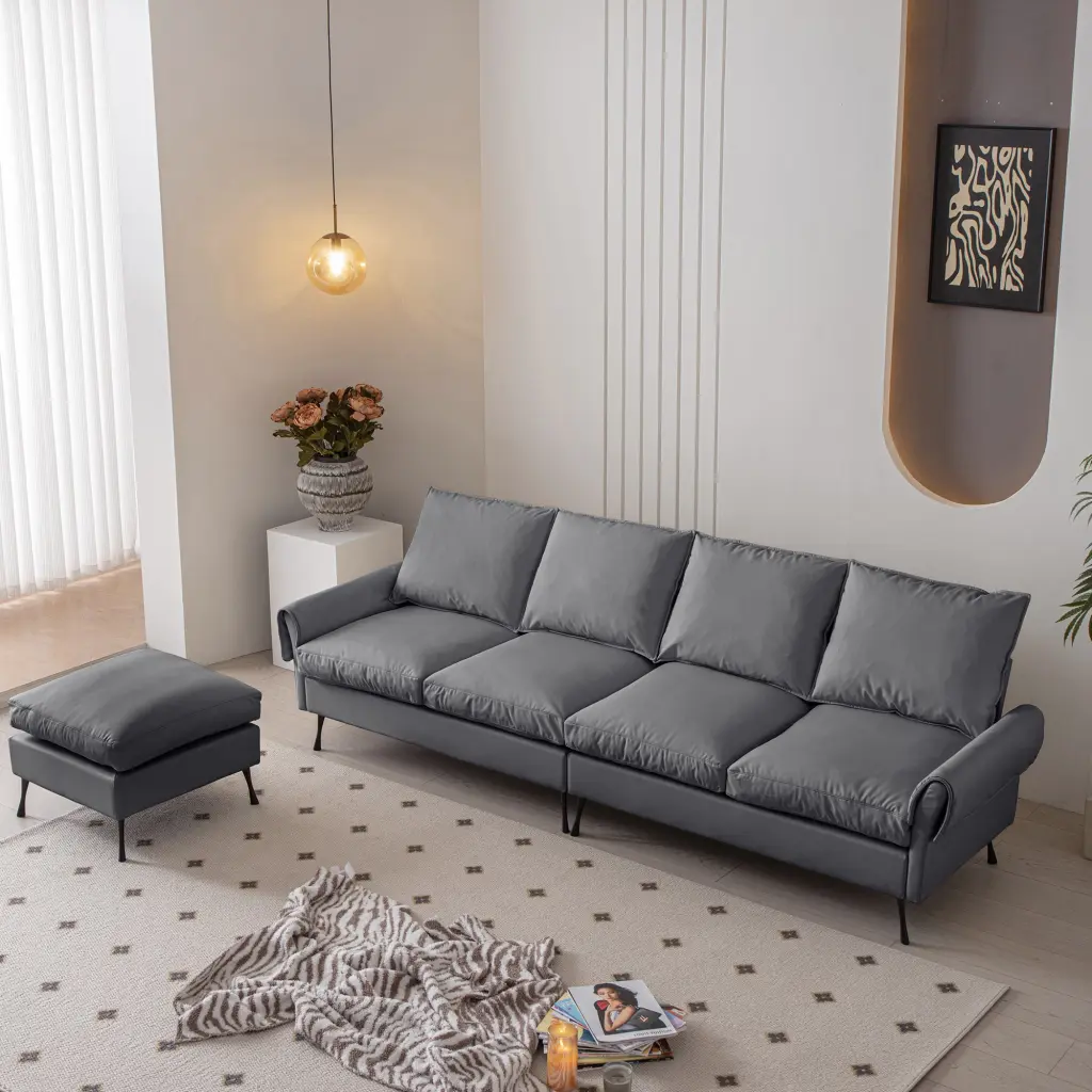 104.5 Inch Modern L Shaped Sectional Sofa Convertible Design and Technical Fabric senge