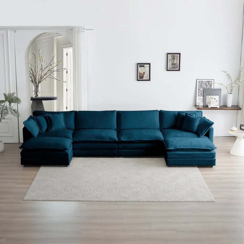 Comfort U Shaped Couch Reversible Chaise Modular Large Sectional ui furniture