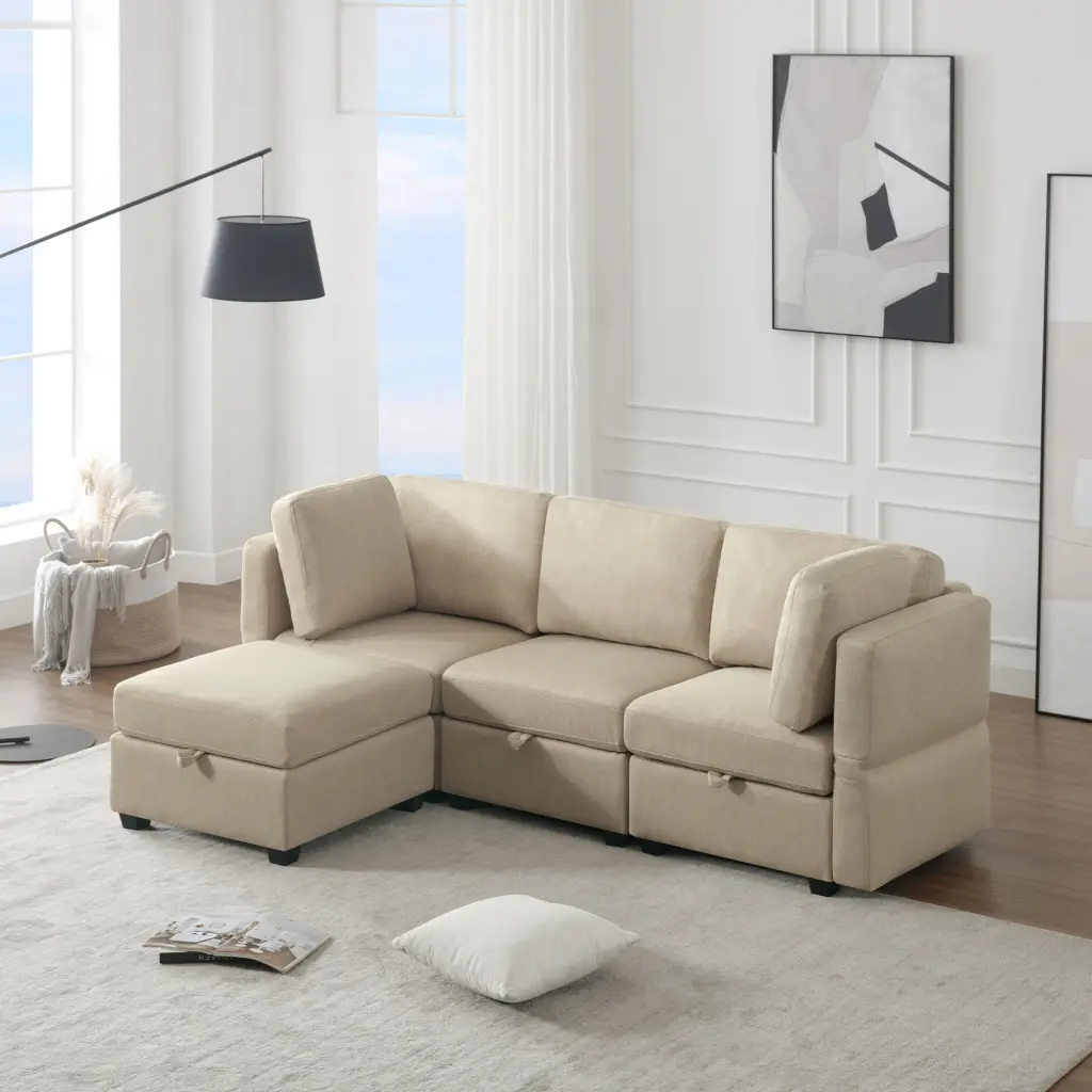 Convertible Sectional Sofa Chaise L Shaped Modular Couch ui furniture