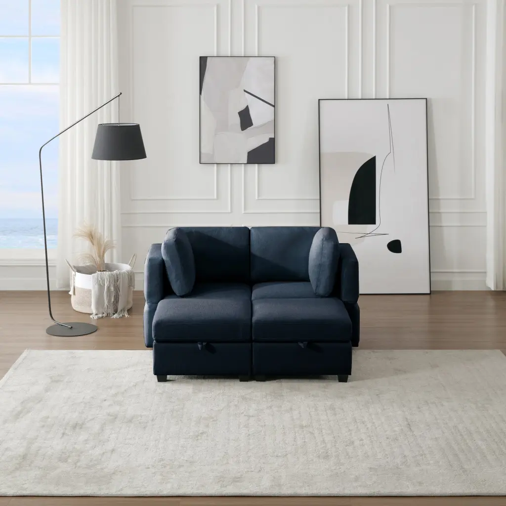 Modular Sectional 2 Seater Sofa 2 Ottomans Sleeper Sofa Bed ui furniture