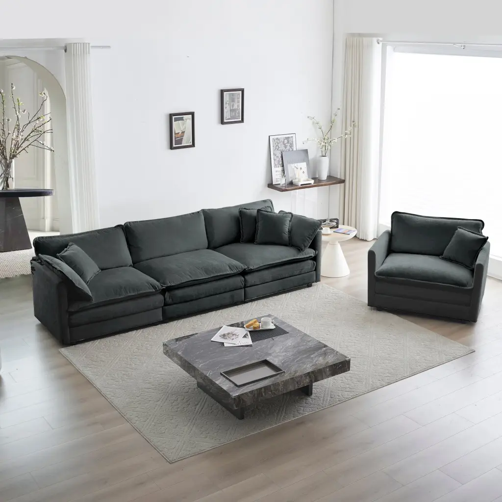 2 Piece Upholstered Sectional Sofa Set Modern Living Room Furniture ui furniture