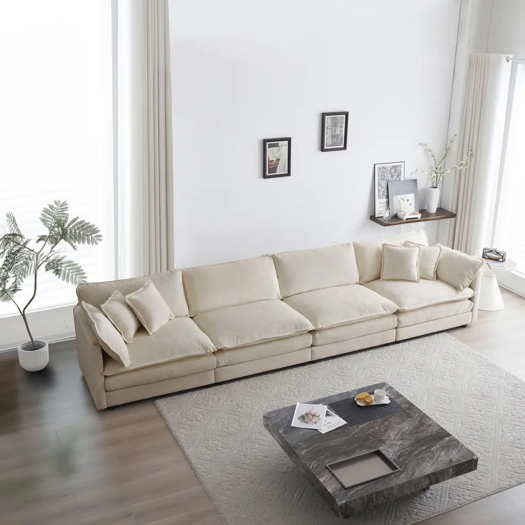 4 Seater Modular Sofa Free Combination Comfy Chenille Material ui furniture